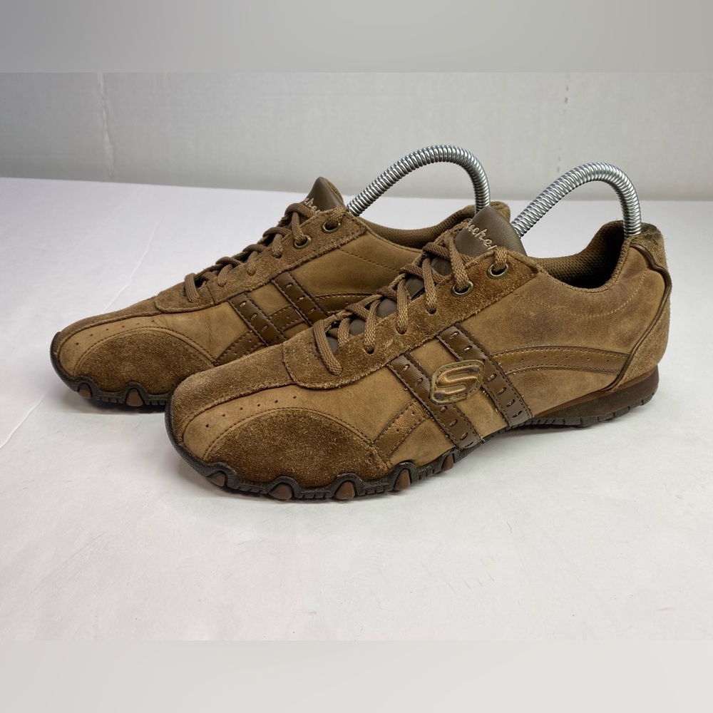 Skechers Shoes Womens 9 Springform Walking Sneaker 46940 Brown Leather Lace Up